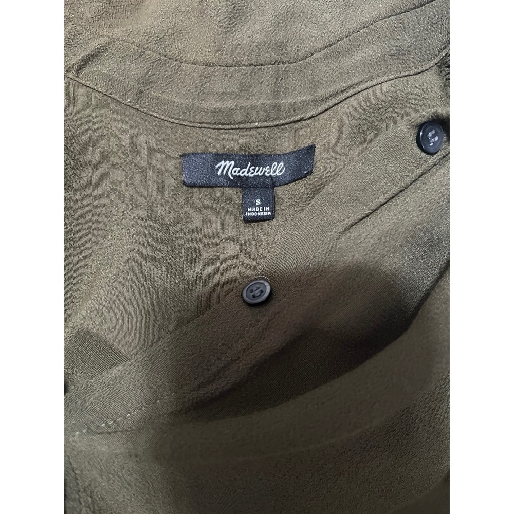 MADEWELL Central Shirt Short Sleeve Button Up Womens S Green Minimalist Blouse - Picture 4 of 5